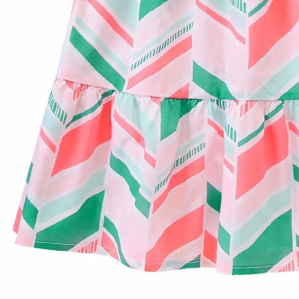 Gymboree Tiered Trapeze Dress Coral Mint‎ 7 NWT